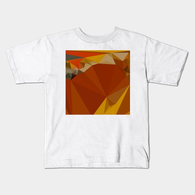 Paprika Orange Red Abstract Low Polygon Background Kids T-Shirt by retrovectors